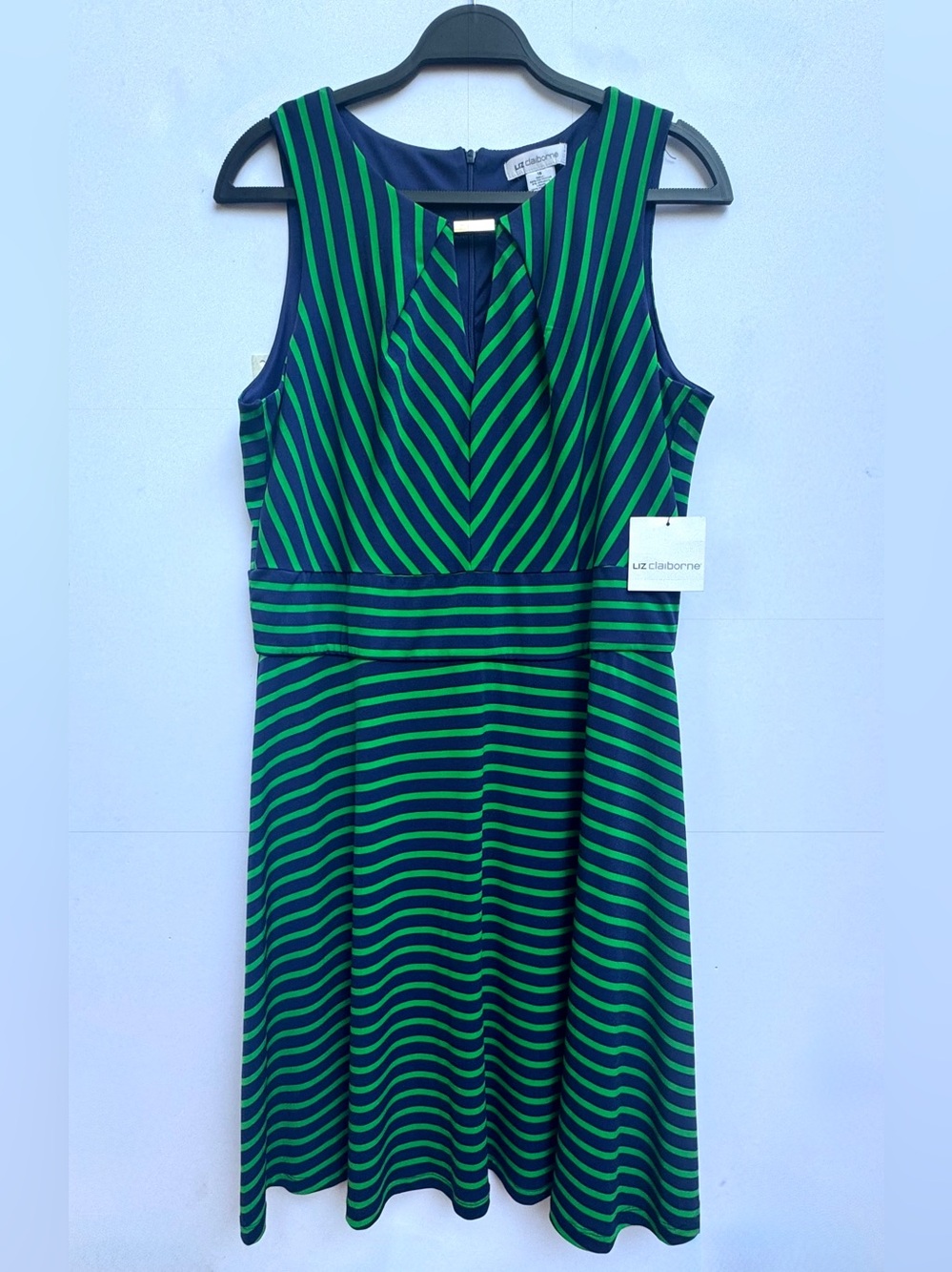NWT Liz Claiborne Striped Keyhole Fit-and-Flare Midi Dress – Size 16 - Picture 4 of 16